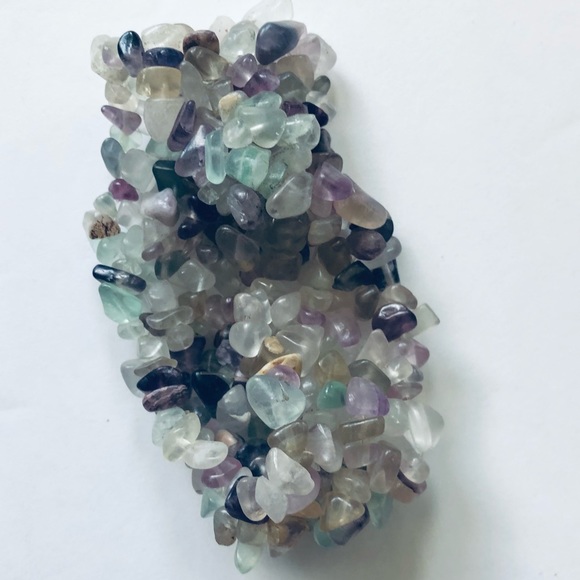 Multi Colored Semi Precious Stones Stretchy Bracelet - Picture 2 of 4